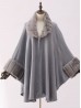 Soft Cape  W/ Fur Collar Shawl